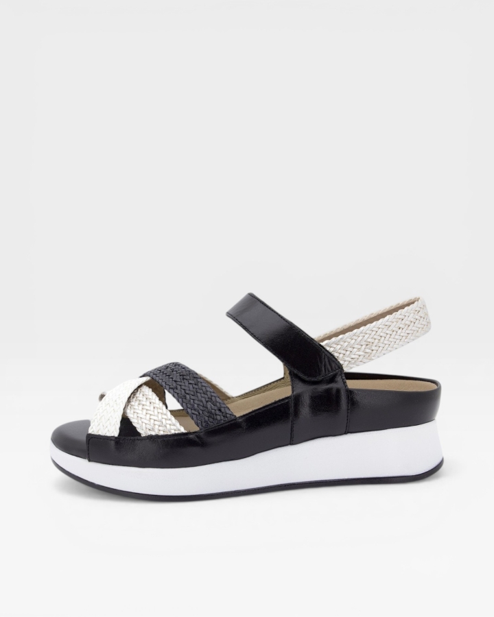 Sandalia Plantilla Extraíble Trenzado Blanco-Plata-Negro 250425