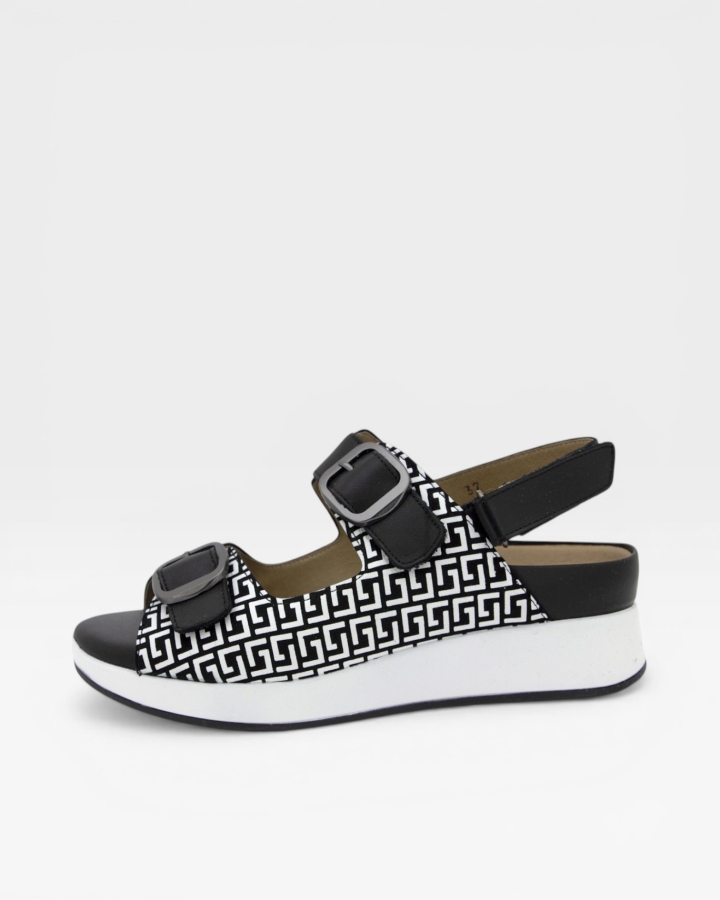 Sandalia Plantilla Extraíble Estampado Negro 250427