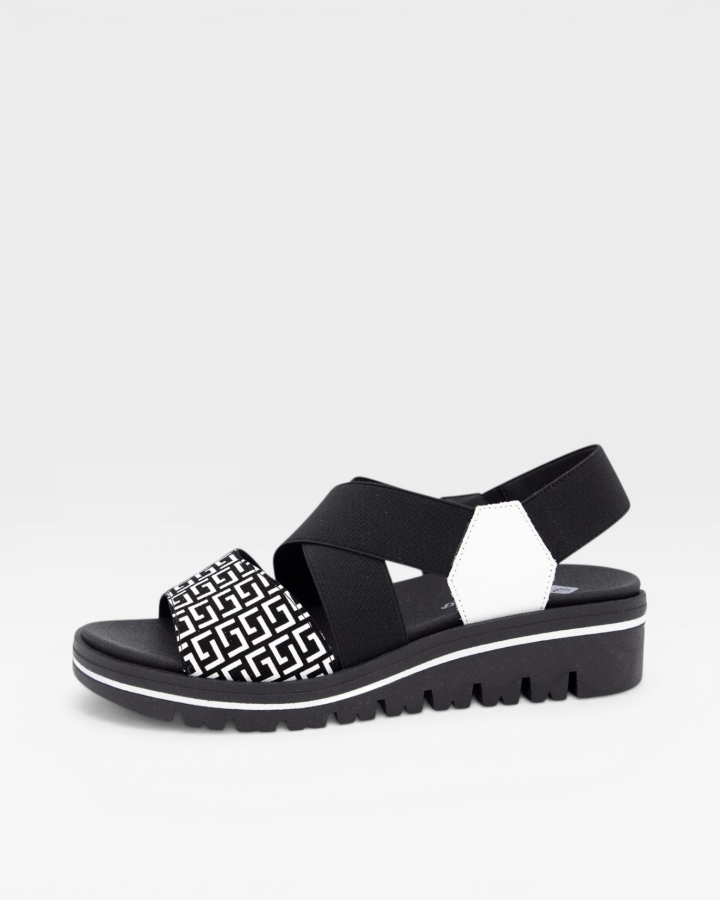 Sandalia Plantilla Extraíble Estampado Negro 250787