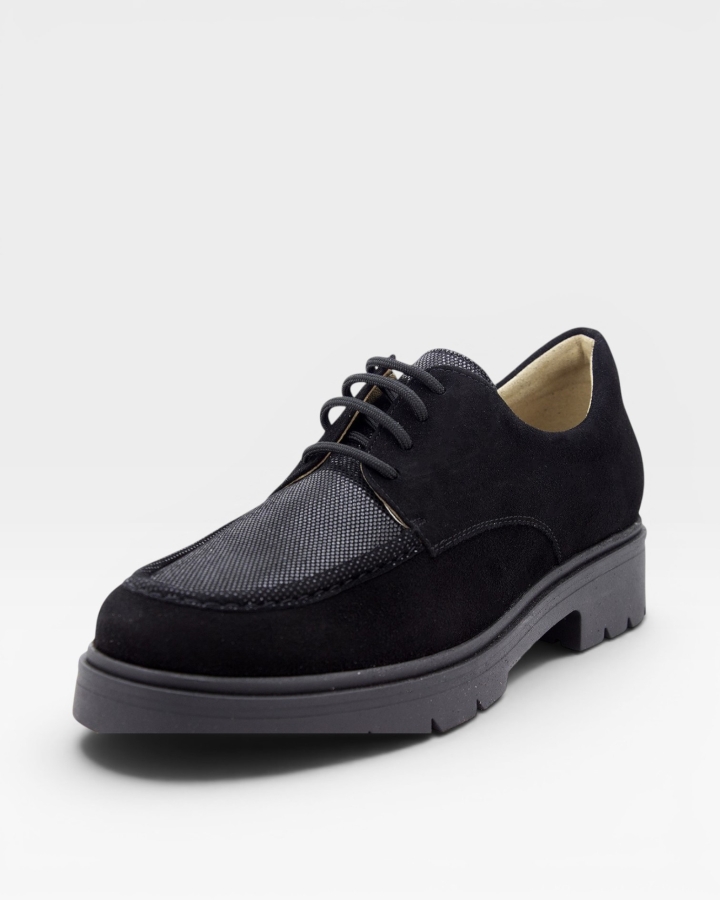 Zapato Cordón Ante Negro 255061