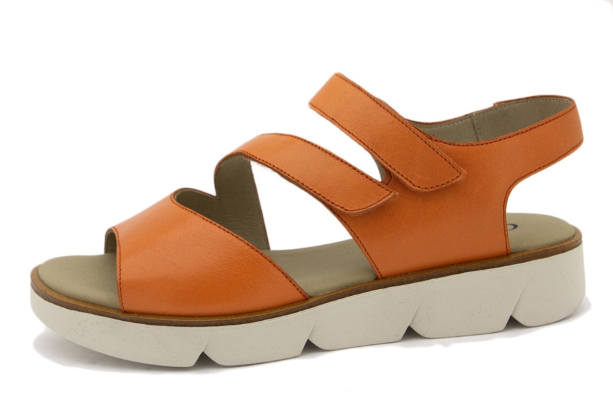 Sandalia Cuña Piel Naranja 9537